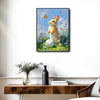 Golden Bunny Easter Egg Bluebell Flowers Butterflies Canvas Wall Art