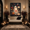 Vintage Ghost Wildflower Starry Night Halloween Framed Wall Art Print