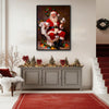 Funny Santa On Toilet Framed Wall Art Christmas Bathroom Decoration