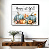 Happy Fall Y'all Teal Pumpkin Watercolor Framed Wall Art Print