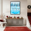 Ice‑Skating Penguins Santa Hat Framed Wall Art Christmas Decoration