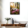 Peaceful Jesus Protecting White Lamb Floral Forest Framed Canvas Print, Religious Inspirational Wall Art for Home & Prayer Room