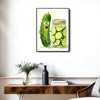 Funny Surprised Pickle Cucumber Watercolor Framed Wall Art Print