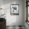 Black And White Highland Cow In Bubble Bathtub Canvas Wall Art Funny Farmhouse Bathroom Wall Decor