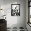 Funny Giraffe On Toilet Reading Newspaper Canvas Wall Art Cute Bathroom Decor