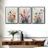 Set of 3 Colorful Watercolor Wildflower Framed Wall Art Botanical Floral Prints