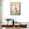 Pastel Dress Easter Bunny Holding Egg Basket Garden Canvas Wall Art