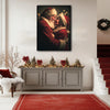 Romantic Santa & Mrs Claus Framed Canvas Wall Art, Christmas Farmhouse Decor