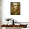 Classical Painting Style Jesus Walking With Sheep On Floral Path Framed Canvas Wall Art, Inspirational Religious Farmhouse Decor