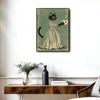 Vintage Black Cat Coffee Cup Canvas Wall Art