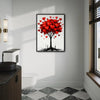 Valentine Red Heart Tree Canvas Wall Art, Ink Style Love Heart Tree Framed Canvas Print, Romantic Modern Bedroom Couple Wall Decor