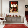 Santa Red Fur Boots Framed Wall Art Vintage Oil Painting Christmas Print