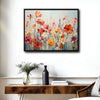 Vibrant Wildflower Field Wall Art, Orange Red Poppy Floral Impasto Oil Painting Canvas Print, Farmhouse Living Room Decor
