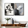 2 Piece Textured Abstract Floral Canvas Prints Monochrome Poppy Painting Modern Organic Neutral Wall Art
