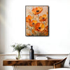 Textured Orange Poppy Flower Canvas Wall Art, Abstract Floral Impasto Oil Painting Print, Neutral Warm Tone Home Decor for Living Room Entryway