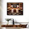 Kiss The Cook Cartoon Chef Pizza Canvas Wall Art