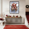 Santa Sleigh & Reindeer Framed Wall Art Vintage Oil Painting Christmas Print