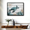 Vintage Sea Turtle Canvas Print, Wooden Plank Coastal Ocean Starfish Nautical Wall Art