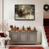 Retro Christmas Santa & White Reindeer Canvas Wall Decor