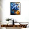 Blue Wildflowers Glass Vase Canvas Wall Art, Thick Brushstroke Impasto Oil Painting Floral Vertical Print, Modern Farmhouse Vibrant Flower Home Wall Decor