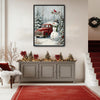 Red Truck Snowman Cardinal Bird Framed Canvas Wall Art, Country Christmas Decor