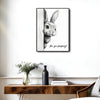 Funny Rabbit Bathroom Canvas Wall Art, Are You Pooping Peeking Bunny Print, Black White Sketch Cute Bunny Restroom Decor, Humorous Farmhouse Bathroom Sign