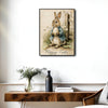 Happy Easter Bunny Blue Jacket Holding Egg Vintage Canvas Wall Art