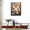 Three Bunnies Floral Meadow Canvas Art