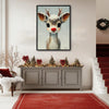Cute Baby Red‑Nosed Reindeer Framed Wall Art Christmas Oil Painting Print