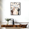Inspirational Equality Wall Decor, Multi Skin Tone Raised Hands & Neutral Hearts With Quote We Rise By Lifting Others, Unity Diversity Kindness Vertical Canvas Artwork For Classroom Office Home