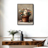 Vintage Bunny in Terracotta Pot Mixed Wildflowers Canvas Wall Art