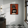Boho Terracotta Woman Silhouette Canvas Poster, Bold Afro Hairstyle Modern Artwork for Office Gallery Wall Decor