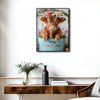 Highland Cow Bathroom Wall Art, Are You Pooping Funny Farm Cow Canvas Print, Cute Fluffy Scottish Cow With Flower Crown Bathroom Decor, Rustic Farmhouse Restroom Sign