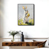 Grey Bunny Holding Yellow Polka Dot Easter Egg Meadow Canvas Wall Art