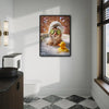 Whimsical Spa Cat Bathroom Poster, Ginger Cat Relaxing In Bubble Bath With Rubber Duck Print, Humorous Wall Art for Cat Lovers