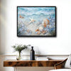 Starfish Seashell Beach Canvas, Nautical Blue Floral Seaside Wall Decor