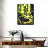 Christian Canvas Wall Art, Jesus and Sleeping Black Lamb in Green Forest Framed Religious Faith Decor for Living Room