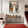 Kids & Snowman Framed Wall Art Vintage Oil Painting Christmas Print