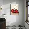 Valentine Disco Strawberry Canvas Wall Art, Retro Funky Red Disco Berry Framed Canvas Print, Romantic Trendy Kitchen Bedroom Aesthetic Wall Decor