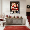 Funny Santa On Toilet Snow Scene Framed Wall Art Christmas Bathroom Decoration