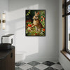 Vintage Brown Bunny Red Tulip Wildflower Garden Canvas Wall Art