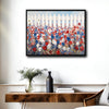 Red White Blue Wildflower White Picket Fence Canvas Wall Art, Patriotic Floral Farmhouse Framed Canvas Print, 4th of July Home Decor