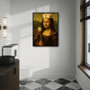 Quirky Mona Lisa Bathroom Parody Canvas Wall Art, Toilet Paper Crown Toilet Brush Funny Altered Art Poster