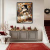 Autumn Forest Snowman Framed Wall Art Vintage Oil Painting Winter Print