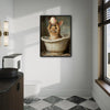 Easter Bunny Bathtub Holding Pink Egg Bathroom Canvas Wall Art