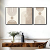Set of 3 Neutral Boho Arch Geometric Canvas Prints, Mid Century Vertical Wall Art