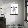 Abstract One Line Art Pinching Nose Face Canvas Wall Art Minimalist Funny Bathroom Wall Decor