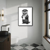 Whimsical Otter Bathroom Poster, Cute Otter Holding Toilet Paper Sketch Print, Humorous Restroom Wall Art for Animal Lovers