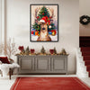 Christmas Reindeer Santa Hat Framed Wall Art Christmas Decoration