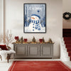 Let It Snow Snowman Framed Wall Art Blue White Christmas Winter Farmhouse Print